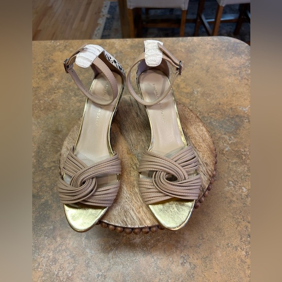 Loeffler Randall Shoes - Loeffler Randall Tan and Gold , Multi Snake Knotted Wedge Heels